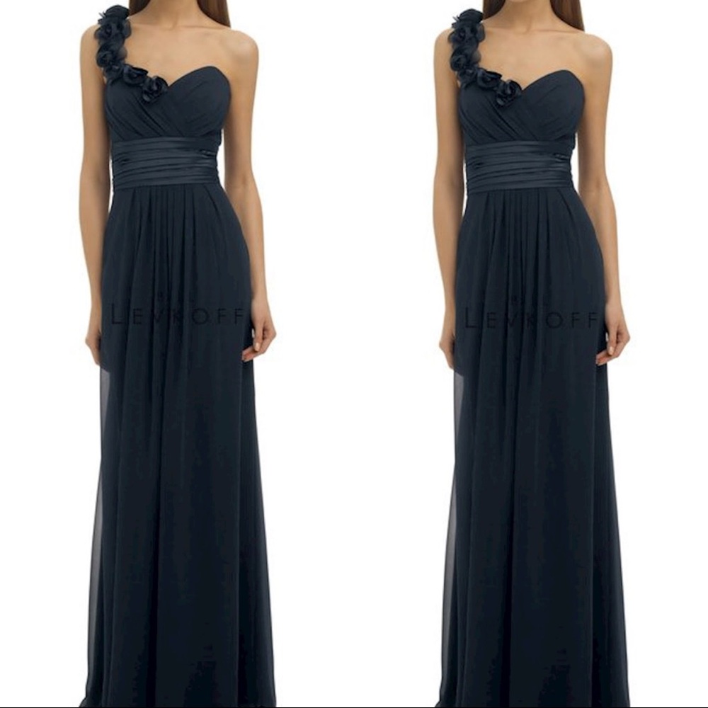 Bill Levkoff #334 Navy blue bridesmaid formal prom dress